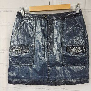 Free People Faux Leather Mini Skirt Womens 6 Pockets Lined Grunge Street Cool